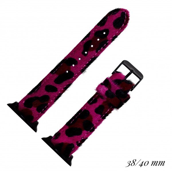 Hot Pink Leopard Animal Fur Interchangeable Smart WATCH Band for Smart WATCHes Only. Fits 38/40MM Sm