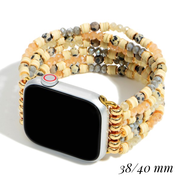 Natural Interchangeable Beaded Smart WATCH Bracelet for Smart WATCHes Only. - Fits 38 - 40 mm WATCH 