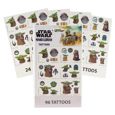 Star Wars The Mandalorian 4 Sheet 96pc TATTOO Set