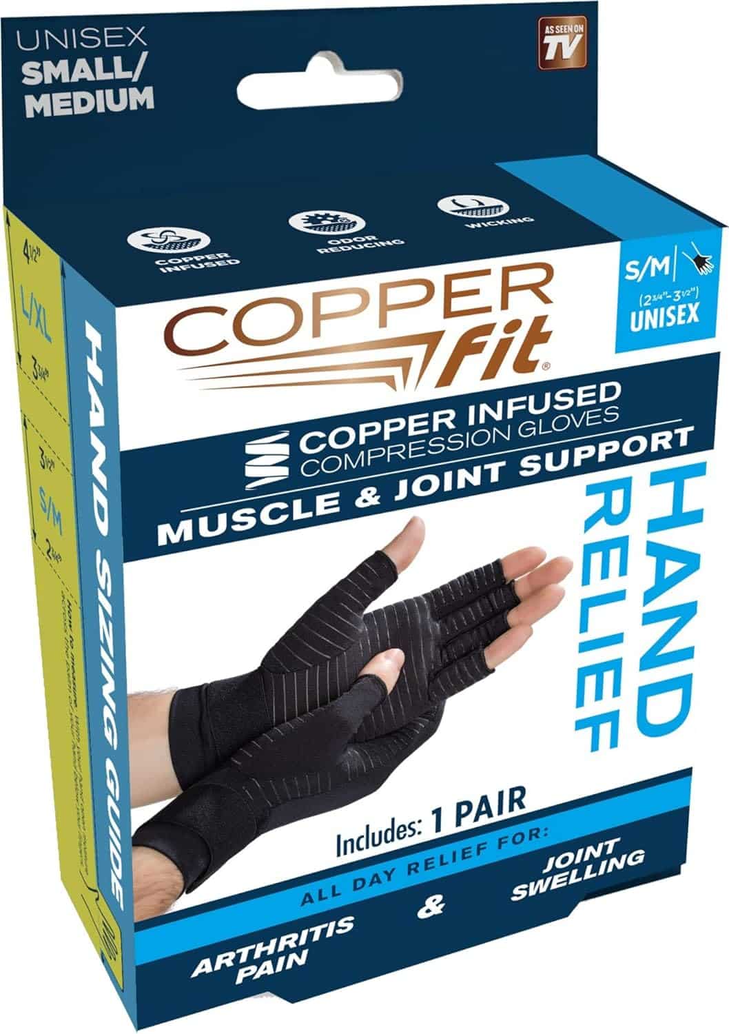 Copper Fit Black Compression Glove