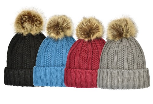 Ladies Faux Fur Pom Hat