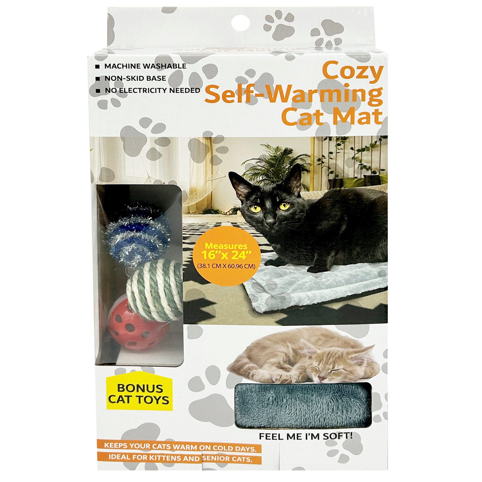 Cozy Self-Warming Cat Mat with Ball TOYS - Qty 6