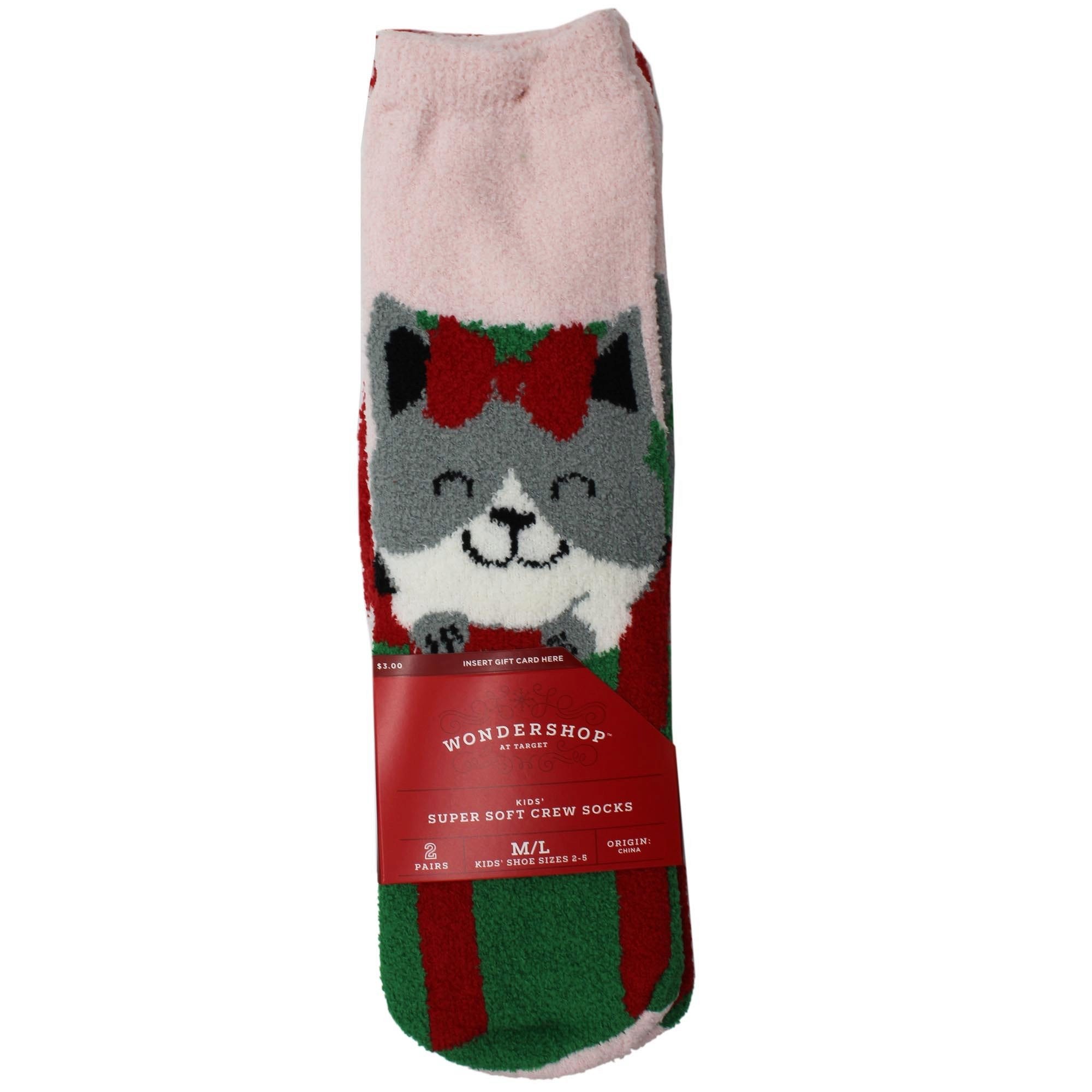 Wondershop 2 Pack Fuzy HOLIDAY Socks Cozy Cat Size M/L - Qty 20