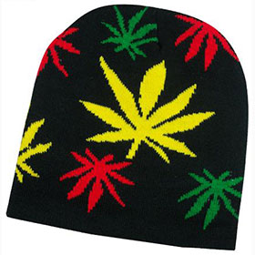 Rasta Colored Leaf Beanie