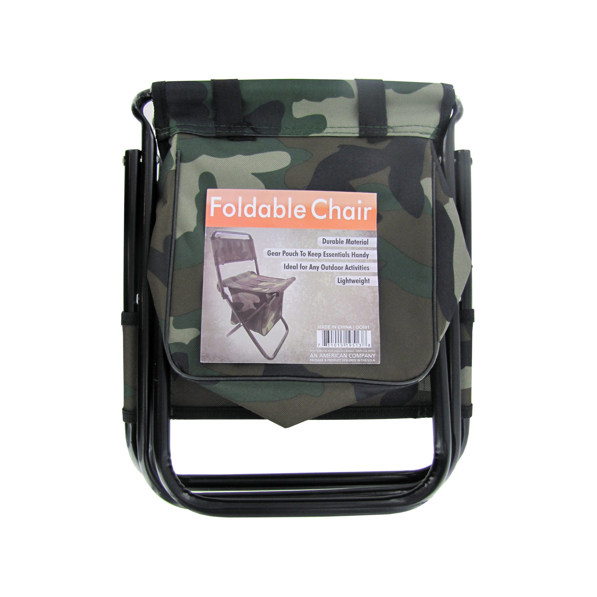 Camouflage Foldable Chair with Zipper Gear Pouch - Qty 4