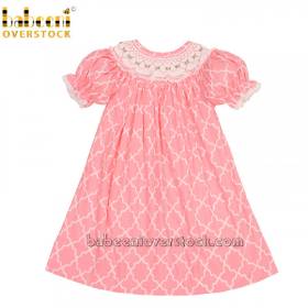 Geometric smocked baby girl dress