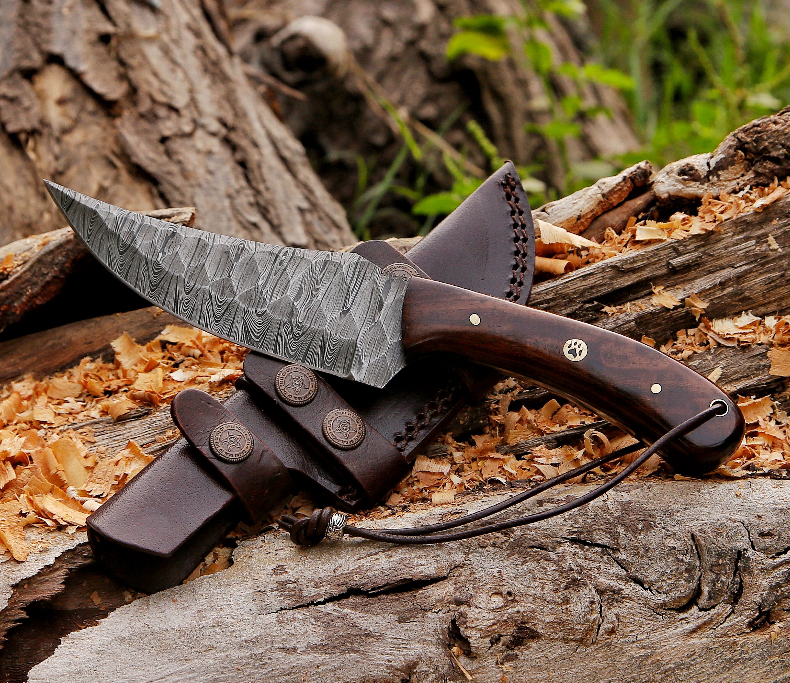 ''10'''' Custom Handmade Hammered Damascus Steel Hunting Skinning KNIFE''